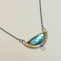 Image 1 of STERLING AND 24K GOLD GREEN KYANITE NECKLACE