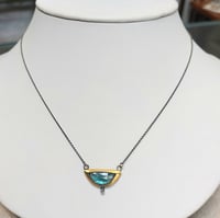 Image 2 of STERLING AND 24K GOLD GREEN KYANITE NECKLACE