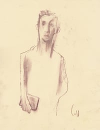 Image 2 of The Second Reader - Sketchbook Drawing in Charcoal on Paper 