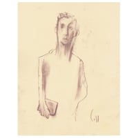 Image 1 of The Second Reader - Sketchbook Drawing in Charcoal on Paper 