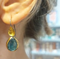 Image 2 of STERLING AND 24K GOLD EARRINGS WITH GREEN KYANITE
