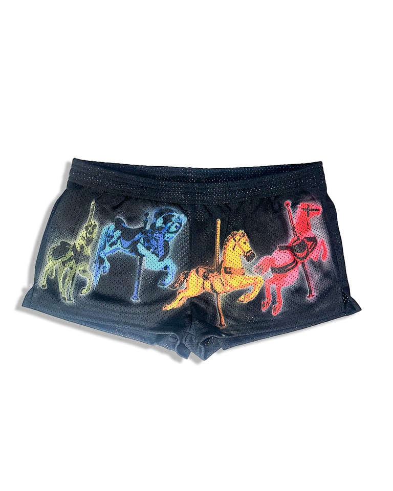 Black Mesh Carousel Shorts