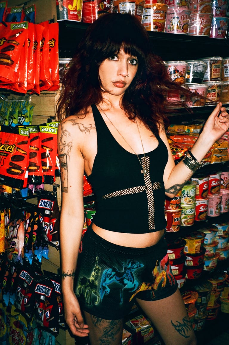 Black Mesh Carousel Shorts Image 3