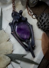Image 2 of Cat Bone & Purple Fluorite Amulet