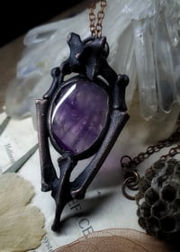 Image 1 of Cat Bone & Purple Fluorite Amulet