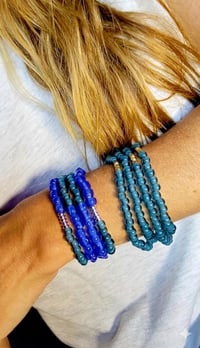 Image 3 of Blue and Turquoise Elastic Bracelet / Necklace