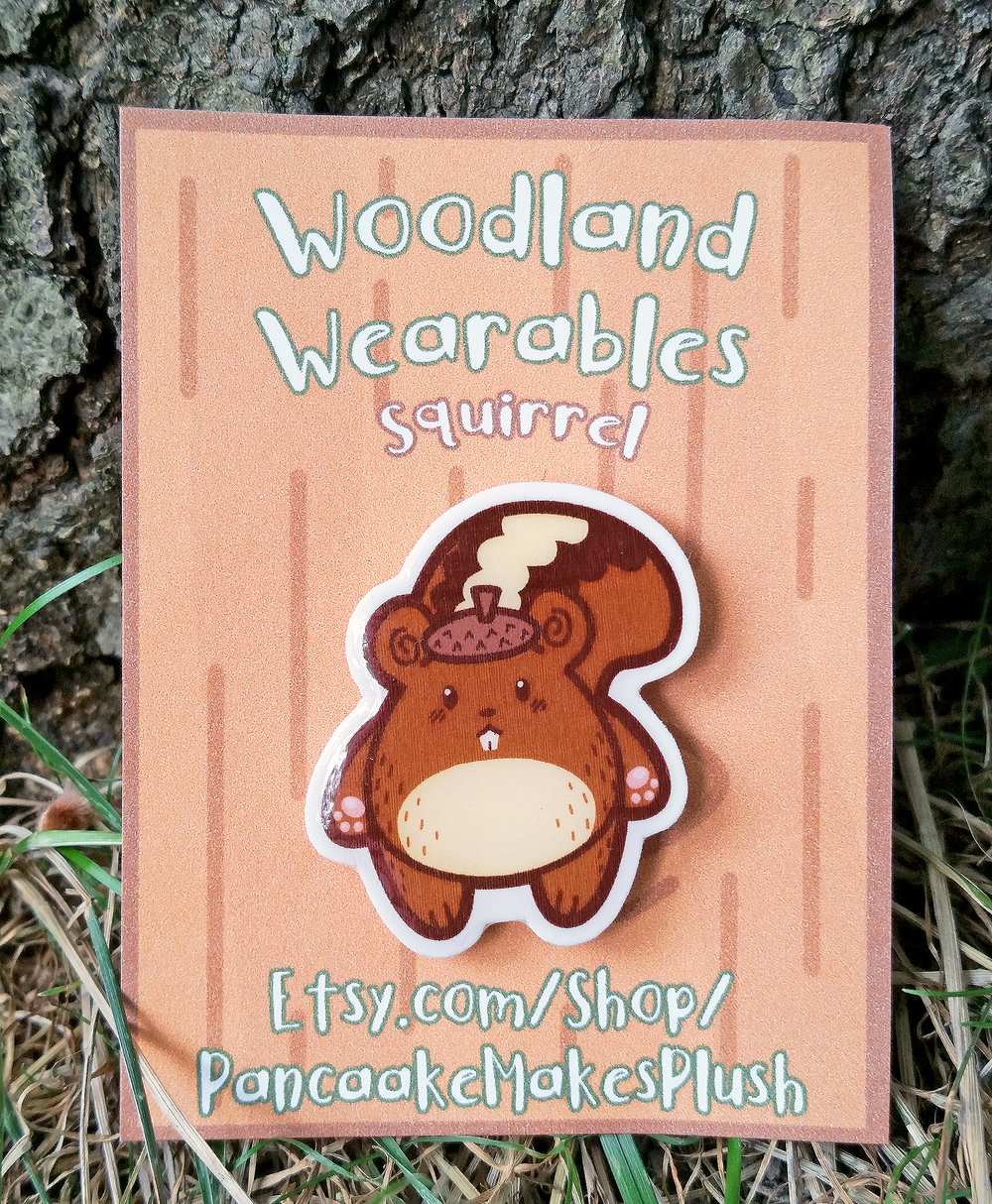 Image of Squirrel Acrylic Pin - Woodland Wearables