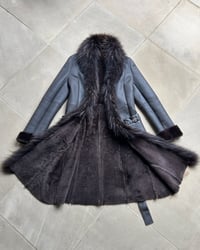 Image 3 of GREY FUR AND LEATHER COAT
