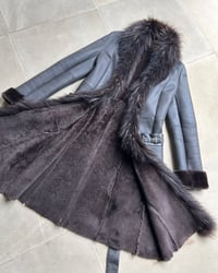 Image 4 of GREY FUR AND LEATHER COAT