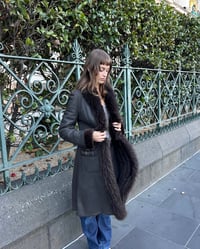 Image 7 of GREY FUR AND LEATHER COAT