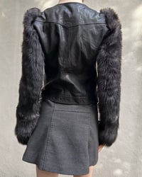 Image 5 of FUR SLEEVE LEATHER JACKET