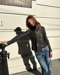 Image 1 of BLACK ASYMMETRICAL LEATHER JACKET