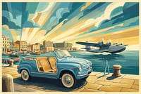 Image 3 of FIAT 600 Jolly "Destinazione Italia” Fine Art in stile vintage 