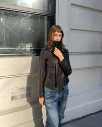 Image 4 of BLACK ASYMMETRICAL LEATHER JACKET