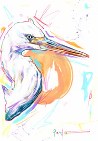Image 2 of Great Egret- Original acrylic and pencil illustration