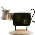 Handmade Ceramic Large Cow Statue in Black or Red