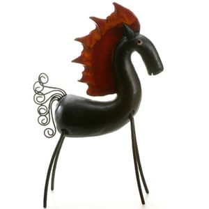 Image of Racing Horse on Iron Legs | Black & Red