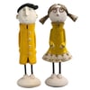 Handmade Ceramic Quirky Couple Figurines in Yellow | Home Decor