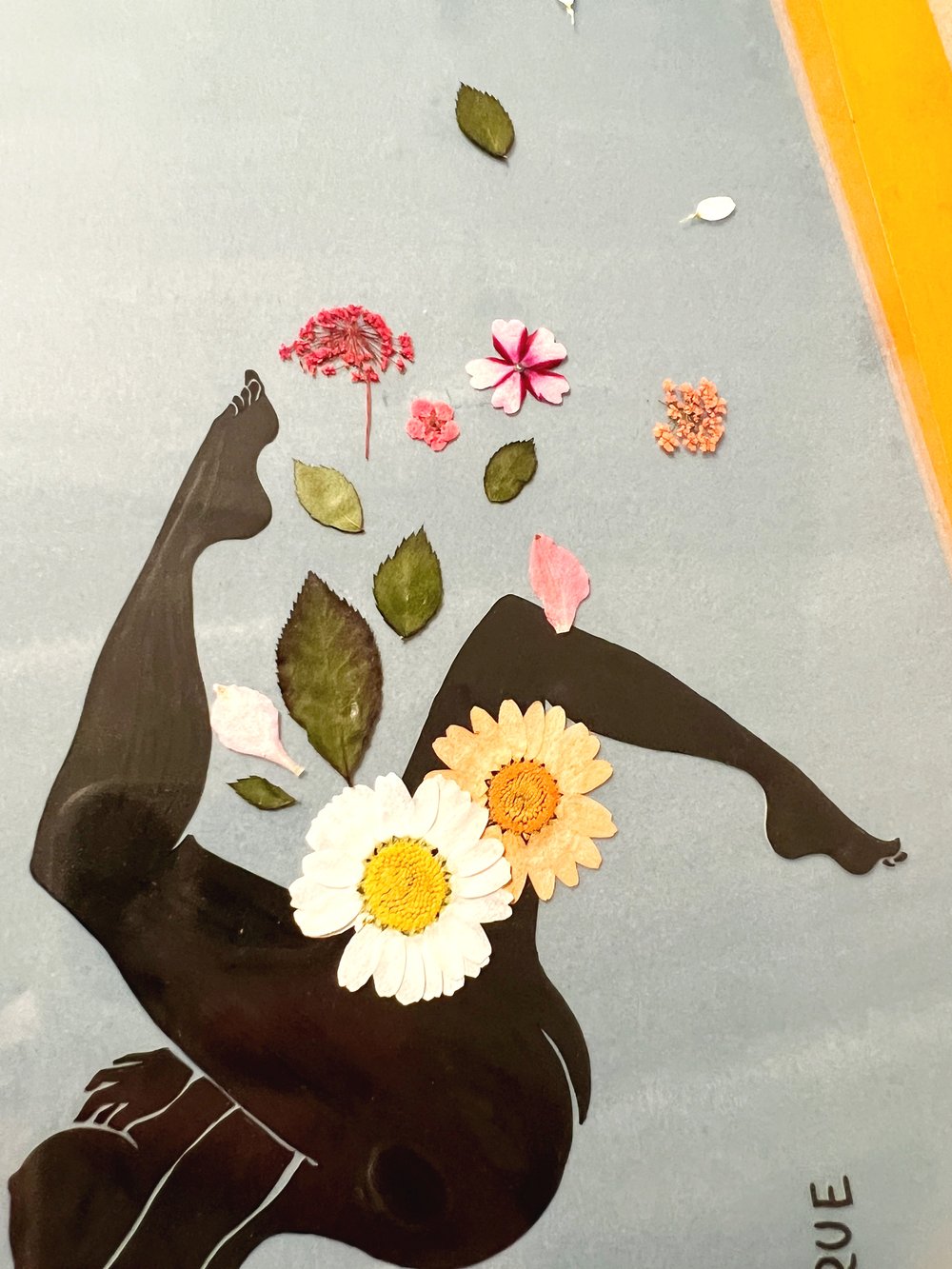 Image of  "Florgasmique" handmade cyanotype with real plants and flowers