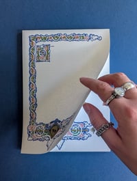 Image 2 of Manuscript Notepad - Gold metallic embellishments, 30 sheets of full colour original illumination