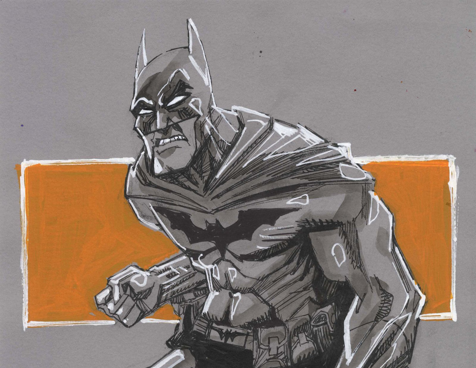 Image of Bat Man Drawing _ a4, full figure