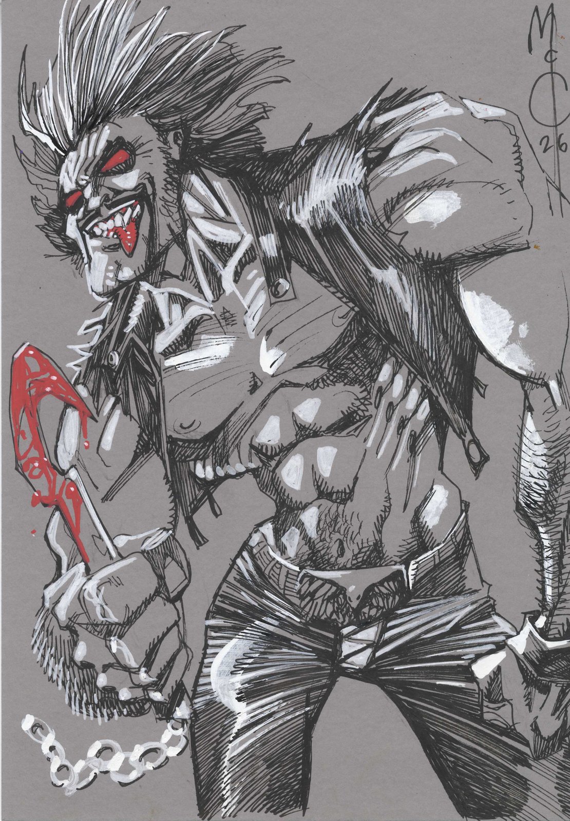 Image of  Lobo Drawing _ a4, 3/4 figure