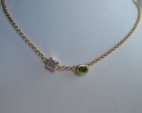 Image 1 of Meghan Markle Duchess of Sussex Inspired Emerald and Crystal Duet Necklace