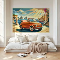 Image 1 of FIAT 500 "Tra Mare e Sole” Fine Art in stile vintage 