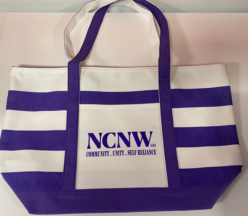 Image of NCNW Purple and White Striped Bag