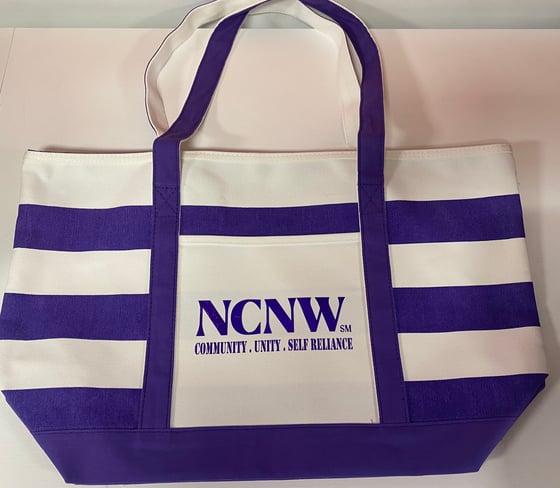 Image of NCNW Purple and White Striped Bag
