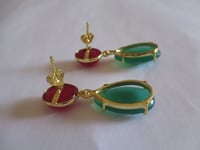 Image 5 of Queen Letizia of Spain Inspired Ruby and Green Onyx Teardrop Earrings