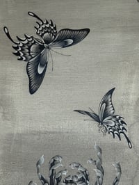 Image 2 of Chrysanthemums with butterflies print 