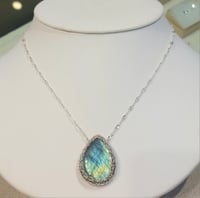 Image 2 of STERLING AND LABRADORITE CROCHET STATEMENT NECKLACE