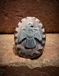 Image 3 of Copy of WL&A Old Style Aged Bronze & Sterling Silver Oval Thunderbird Signet (style 2)