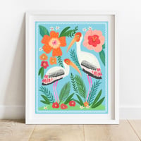 Painted Storks Tropical Art Print