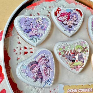 Image of Poke dessert themed heart Emboss Wood Pins
