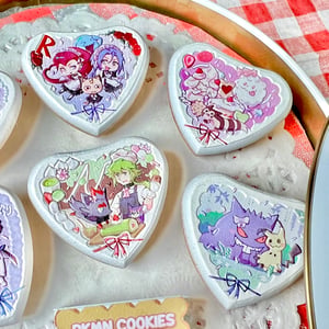 Image of Poke dessert themed heart Emboss Wood Pins