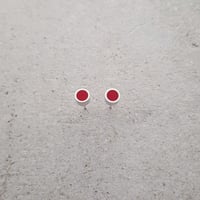 Image 1 of Silver Dot Studs in Red - 5.5mm