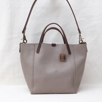 Image 1 of 3-Panel Two-way Tote in pebbled warm gray