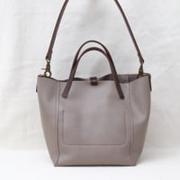 Image 3 of 3-Panel Two-way Tote in pebbled warm gray