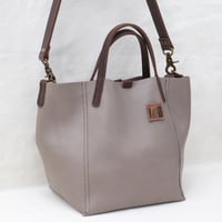 Image 2 of 3-Panel Two-way Tote in pebbled warm gray