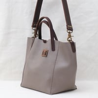 Image 4 of 3-Panel Two-way Tote in pebbled warm gray