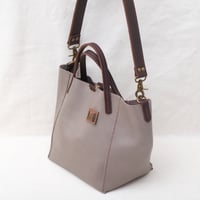 Image 5 of 3-Panel Two-way Tote in pebbled warm gray