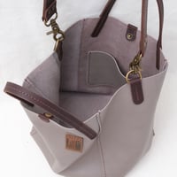 Image 6 of 3-Panel Two-way Tote in pebbled warm gray