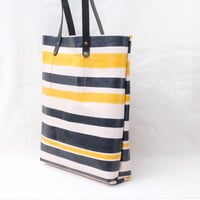 Image 4 of Soft Shopping Tote in black and yellow stripes