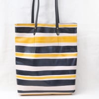 Image 3 of Soft Shopping Tote in black and yellow stripes