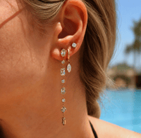 Image 2 of Multi-Cut Crystal Linear Drop Earrings