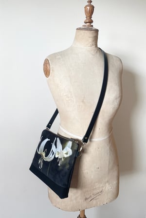 Image of Fawn lily, large velvet shoulder bag with crossbody strap 
