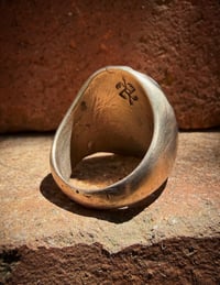 Image 4 of WL&A Old Style Aged Bronze & Sterling Silver Pink Opal Signet