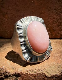 Image 1 of WL&A Handmade Old Style Sterling Silver Pink Opal Signet Ring